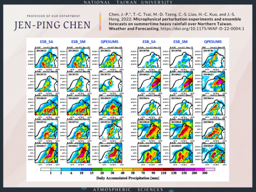 陳正平老師「Microphysical perturbation experiments and ensemble forecasts on summertime heavy rainfall over Northern Taiwan」