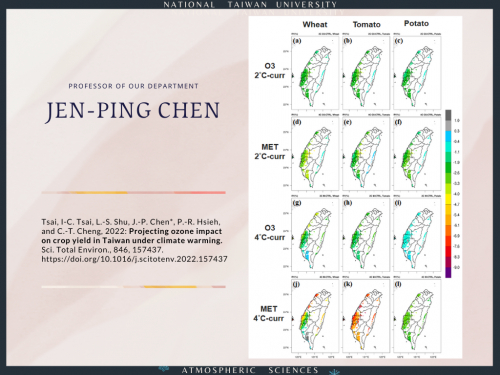 陳正平老師「Projecting ozone impact on crop yield in Taiwan under climate warming」